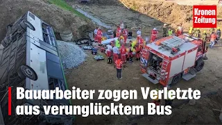 Von Brücke gestürzt - Bauarbeiter zogen Verletzte aus verunglücktem Bus | krone.tv NEWS