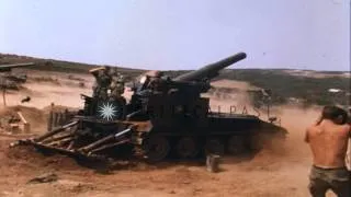 1st Air Cavalry Division troops fire M-110 Howitzer at Camp Evans, Thua Thei Prov...HD Stock Footage