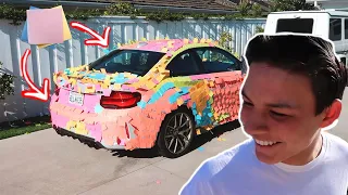 We covered my brothers BMW M2 in thousands of Sticky Notes!!! | FUNNY REACTION