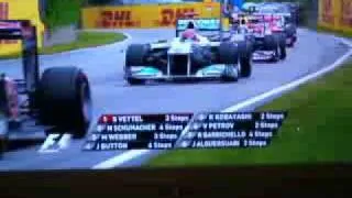 Marshall falls in front of a Formula 1 car :-)