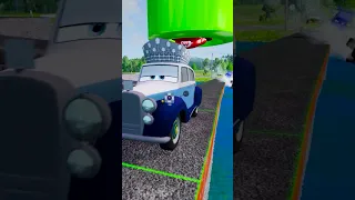 Lightning McQueen VS Giant Bollards MARIO Island in BeamNG.drive  #animation #halloween #mcqueen