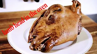 Lamb's head in the Kazakh style baked in the oven