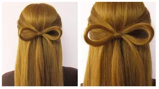 Easy hair bow tutorial 🎀 Coiffure avec noeud papillon 🎀 cheveux long/mi long