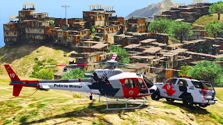 GTA V VIDA POLICIAL | HELICÓPTERO ÁGUIA TROCA TIROS NA FAVELA E POLICIAL É BALEADO EP. 250