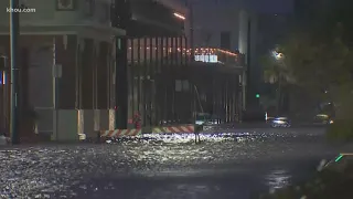 Surge from Beta, high tide and heavy rains lead to street flooding on Galveston Strand, coastal area