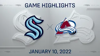 NHL Highlights | Kraken vs. Avalanche - Jan. 10, 2022