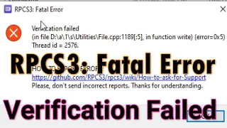 How to Fix RPCS3 Fatal Error Verification Failed