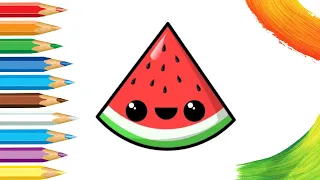 🍉How to draw a cute watermelon / Бир ёқимли тарвуз чизиш қандай / एक प्यारा तरबूज कैसे आकर्षित करें