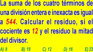 DIVISIÓN PROBLEMA RESUELTO NIVEL UNI - EXAMEN ADMISIÓN A LA UNIVERSIDAD - ARITMÉTICA