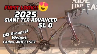 FIRST LOOK! THE ALL NEW 2025 GIANT TCR ADVANCED SL O SMALL + WEIGHT - SHIMANO DI2 COMPONENTS