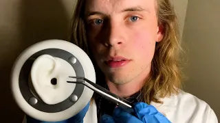 ASMR DEEP Ear Cleaning Exam with Tweezers (close whispering, sensitive, ear to ear, doctor roleplay)