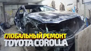 Боковой удар. Восстановление Тойота Королла после ДТП. Toyota Corolla body repair