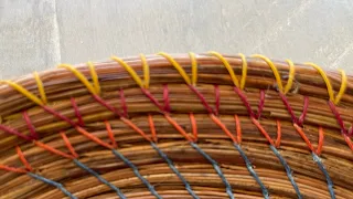 Wheat stitch for pine needle baskets - spiral pattern