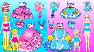 Vestido De Muñeca De Papel - Pink Vs Blue Princess Decor Birthday Party - Woa Doll Español