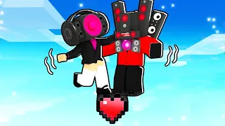 Trapped on One HEART BLOCK With SPEAKERWOMAN in Roblox!