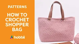 How to Crochet a Shopper Bag with Leather Base - Free Tutorial