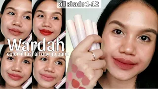 Review + swatches all shade 1-12 Wardah colorfit last all day lip paint