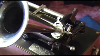 Very Early Edison Spring Motor Phonograph Playing 3 Favorite Cylinders