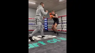 Kell Brook getting Tom Zanetti ready for his fight at the Misfits on Saturday night in Sheffield.