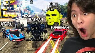 JOGANDO GTA 5 COM CARROS DE SUPER HERÓIS!! (Incrível)