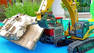 탱크 장난감 포크레인 중장비 트럭 놀이 Tank Toy Play with Excavator Truck