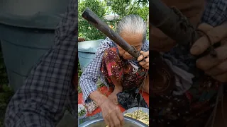 85 years old granny still selling bamboo shoots in the market 🥺 #granny #bamboo #myanmar