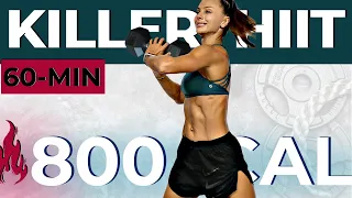 60-MIN KILLER HIIT WORKOUT WITH WEIGHTS (total body weight loss, lean muscle builder + abs fat burn)