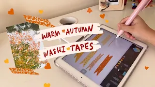 draw with me ✏️Autumn washi tapes 🍂 l free download ✨