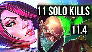 FIORA vs SINGED (TOP) | 11 solo kills, 71% winrate, Legendary | KR Diamond | v11.4