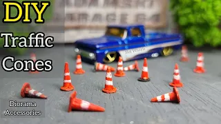 How To Make Traffic Cones for Hot Wheels Matchbox Diorama 1/64 DIY Accessories.