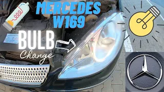 Mercedes A class W169 Change the headlight bulb ,Scheinwerferbirne ,frontlys pære ,koplamp lamp ,4K