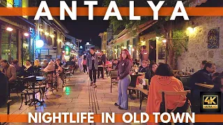 Antalya Turkey 2022 Nightlife Old Town (Kaleiçi) Walking Tour December 2022 | 4K UHD 60FPS