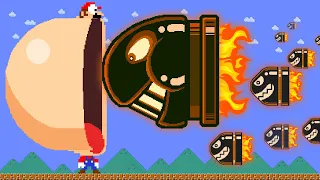 MARIO BIG MOUTH! What If Mario EATTING All The Giant Bullet Bill Blaster Maze? | 2TB STORY GAME