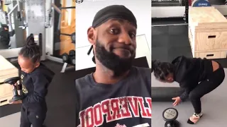 Lebron James in the weight room with Zhuri