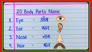 20 Body Parts Name in english and hindi | Human Body Parts Name | शरीर के अंगों के नाम | Body Parts