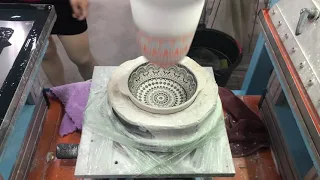 How we paint the bowl with full pattern using pad printing machine