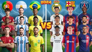 Portugal & Argentina & Brazil 🆚 Madrid & Barcelona & PSG Mbappe, (Ronaldo, Messi, Bellingham)💪⚽🔥