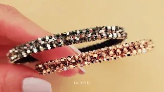 イヤリングをブレスレットにアレンジ！シンプルな材料と一つの技法だけでめっちゃキラキラ豪華なブレスレットが作れちゃう🩷✨ Right Angle Weave #beadedjewelry #비즈악세사리