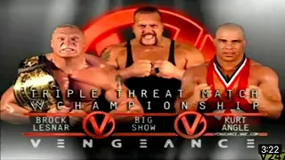 Kurt Angle vs Brock Lesnar vs Big Show Vengeance 2003 Highlights