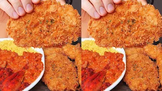 ASMR MUKBANG | SPICY CHICKEN CURRY & PORK CUTLET & FRIED SHRIMP EATING 치킨 커리 돈까스 새우튀김 소스 퐁당 먹방!