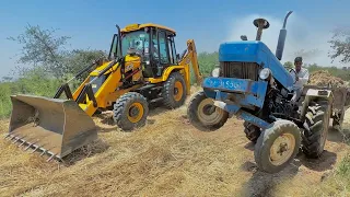 JCB 3dx Xpert 4wd with Eicher 485 Indo Farm and Eicher 368 loading mud