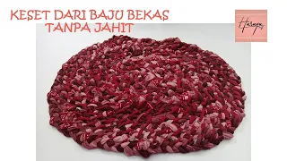 Keset lantai dari kaos bekas, super easy  mat project, doormat making at home with old clothes