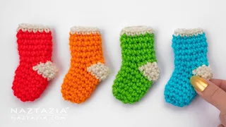 HOW to CROCHET MINI STOCKING - Cute Ornament Stockings by Naztazia