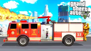 I made ALL Firetrucks use a FLAMETHROWER instead of water in GTA 5!! (Firefighter Mod)