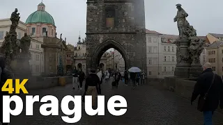 4k walking rainning prague