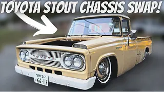 Toyota Stout Chassis Swap On Bags!!! Mini Truck Fabricated Air Suspension! (Rustomod Reviews Ep.2)