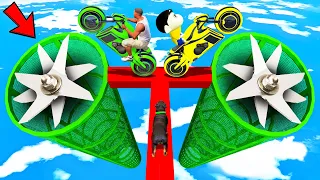 SHINCHAN AND FRANKLIN TRIED MASSIVE DEEP TUNNEL BLADE JUMP PARKOUR CHALLENGE WITH CAR PLANES GTA 5