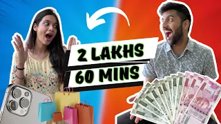 Giving @poojakaranbafna  RS 2,00,000 to spend in 1 HOUR challenge !! 😋🤩😱