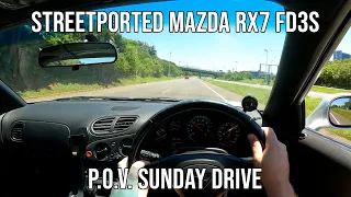 Single Turbo Streetport Mazda RX7 FD3S - POV Sunday Drive