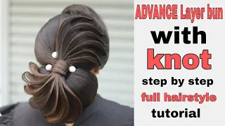 Simple juda Advanced layer bun hairstyle | low bun with knot